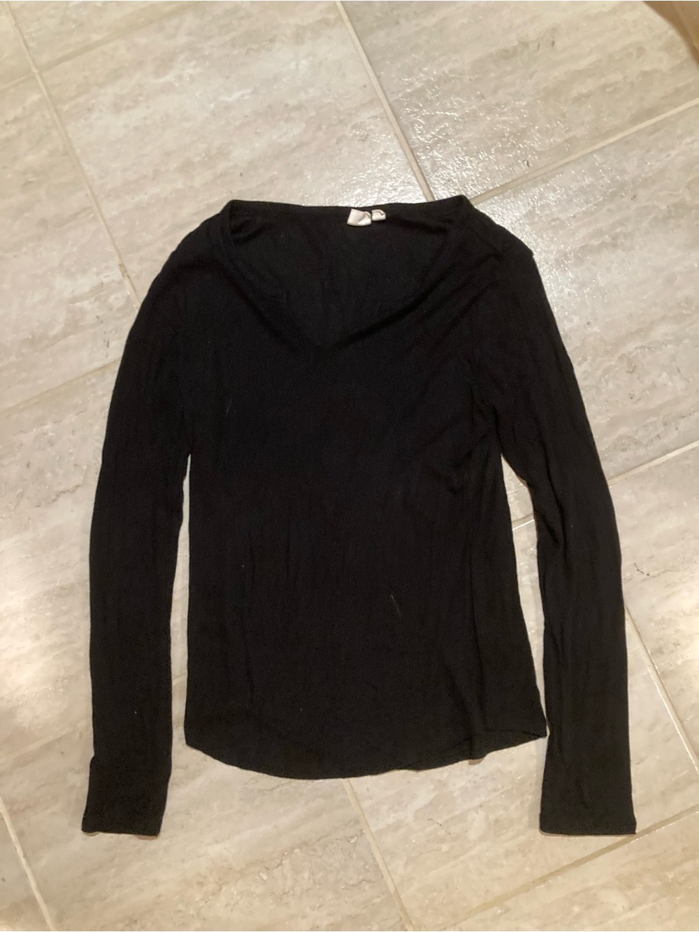 GAP Black Ribbed Long Sleeve Top - Slim Fit